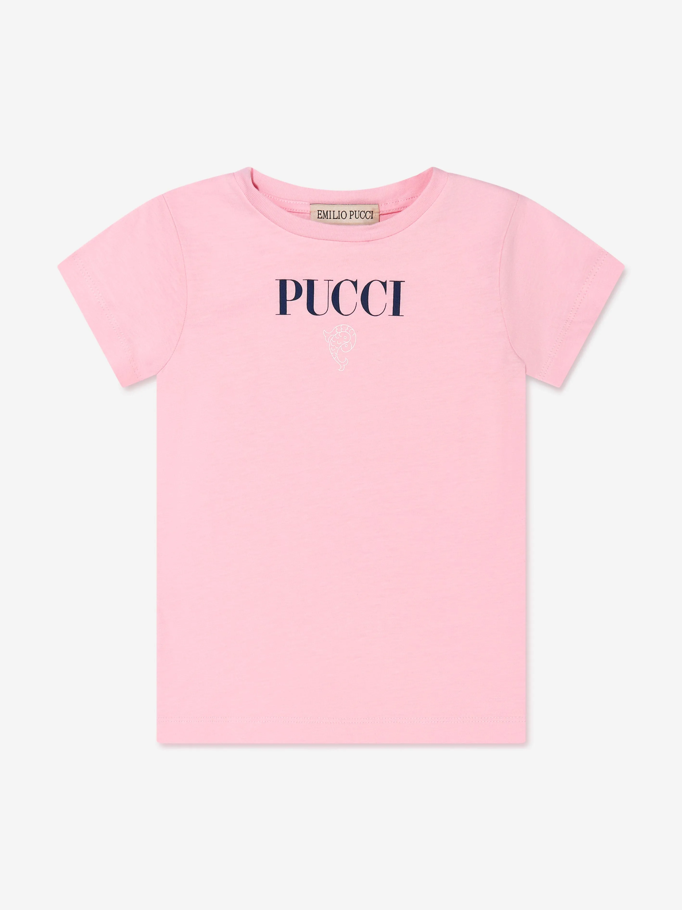 Pucci Girls Fish Logo T-Shirt in Pink