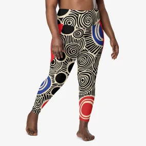 Recycled Printed Leggings "Vertigo" Black/Blue/Red with Pockets