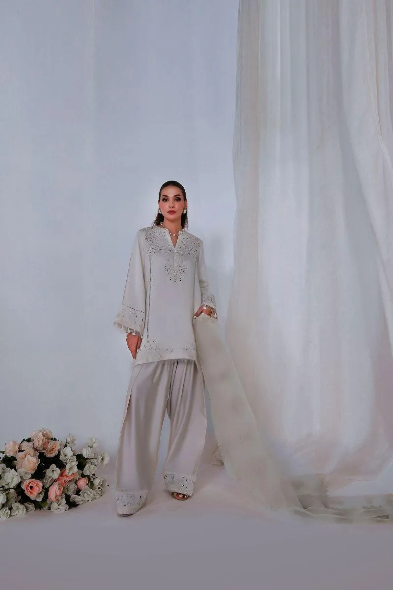 Reema Ahsan - NORAH - Khadi silk  - Ivory  - 3 Piece