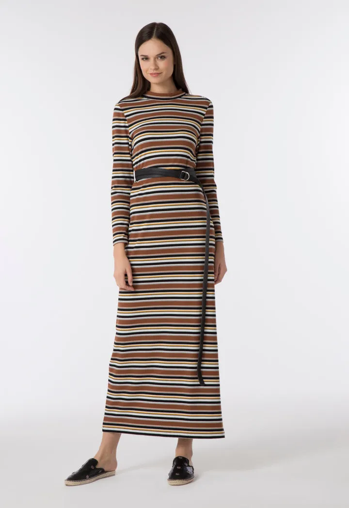 Ribbed Stripes Knit Dress
