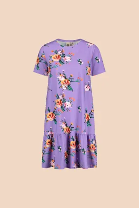 Ruffle T-shirt Dress Lavender Bloom