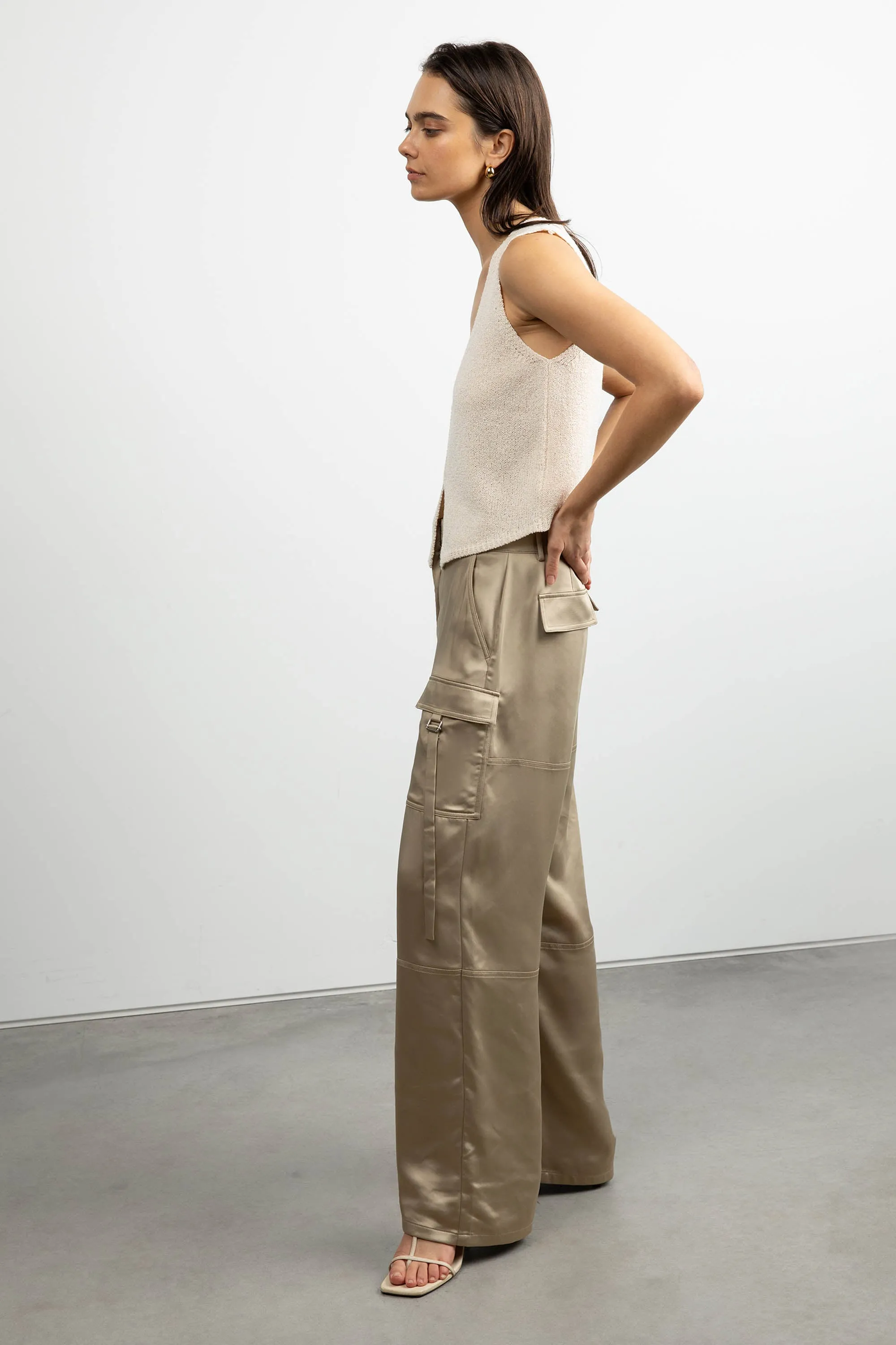 SATIN CARGO PANT