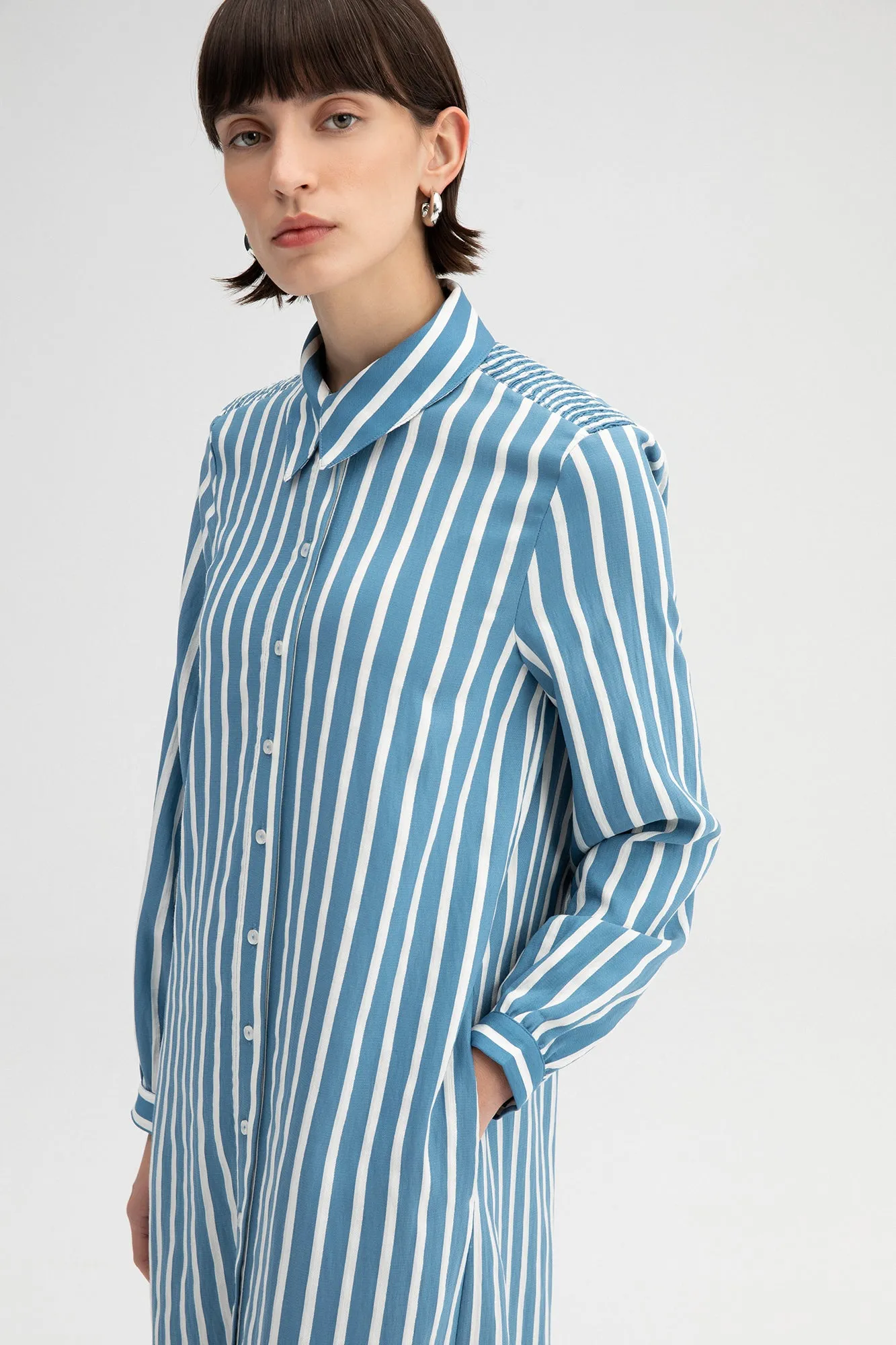 SHIRT DRESS WITH FRILLED SKIRT