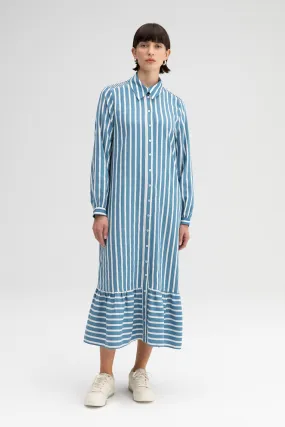 SHIRT DRESS WITH FRILLED SKIRT
