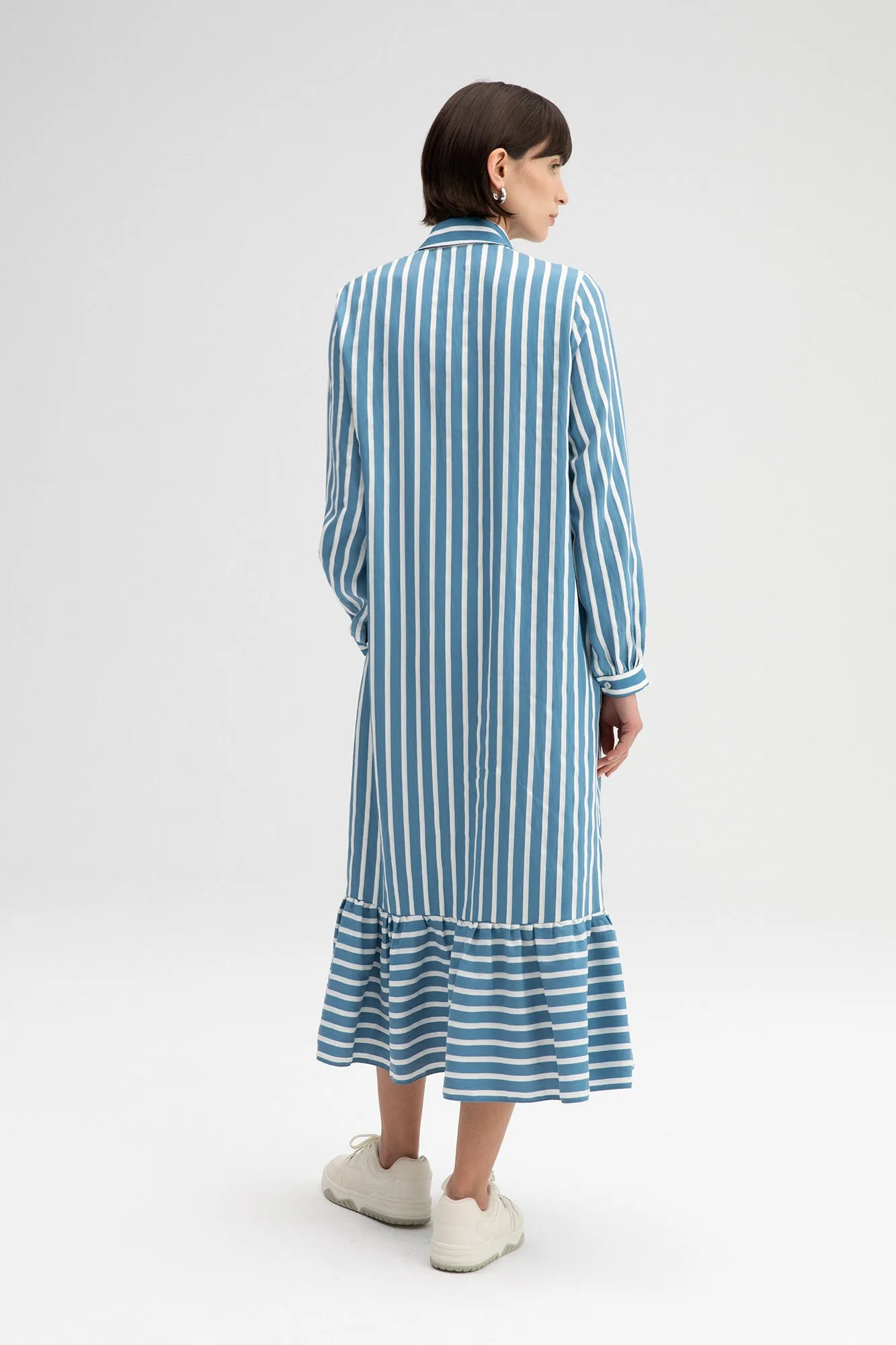 SHIRT DRESS WITH FRILLED SKIRT