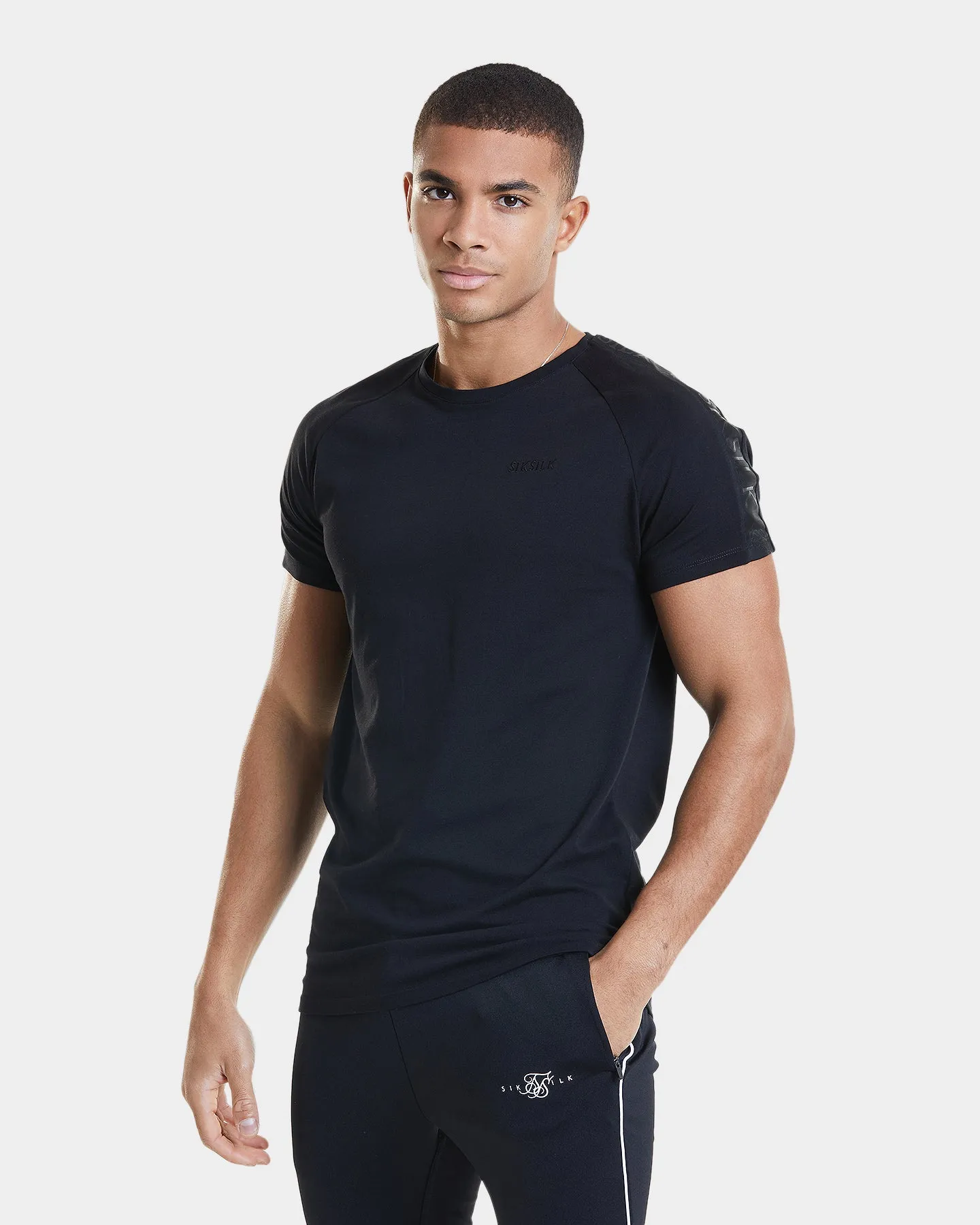 Sik Silk Opulent Raglan Taped T-Shirt Black
