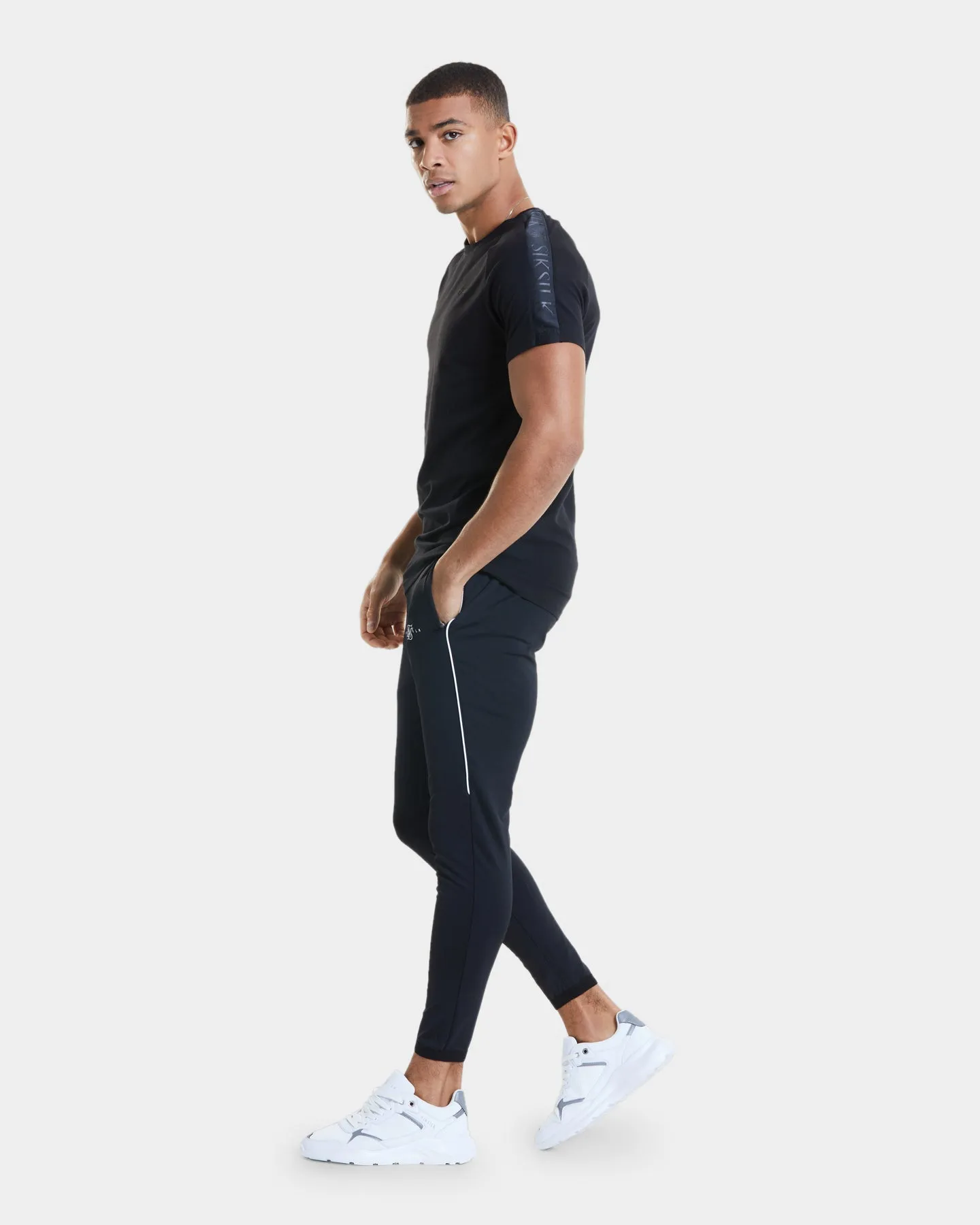 Sik Silk Opulent Raglan Taped T-Shirt Black
