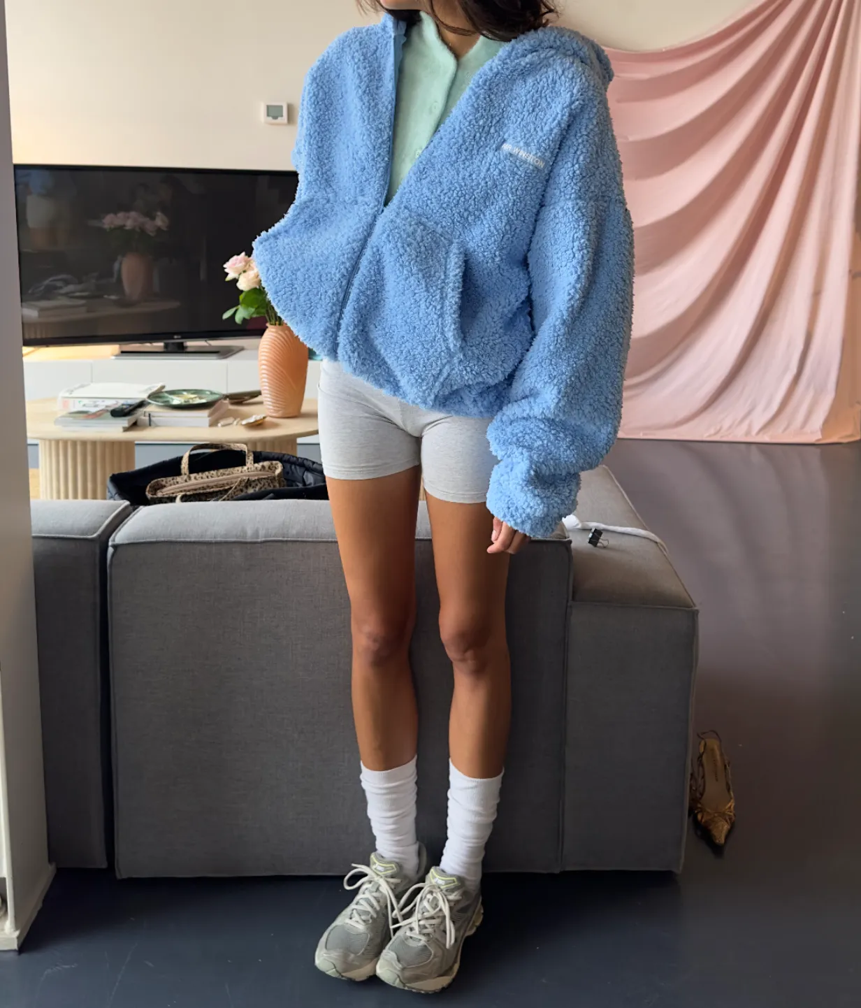 Sky Snow-Bunny Zip Hood