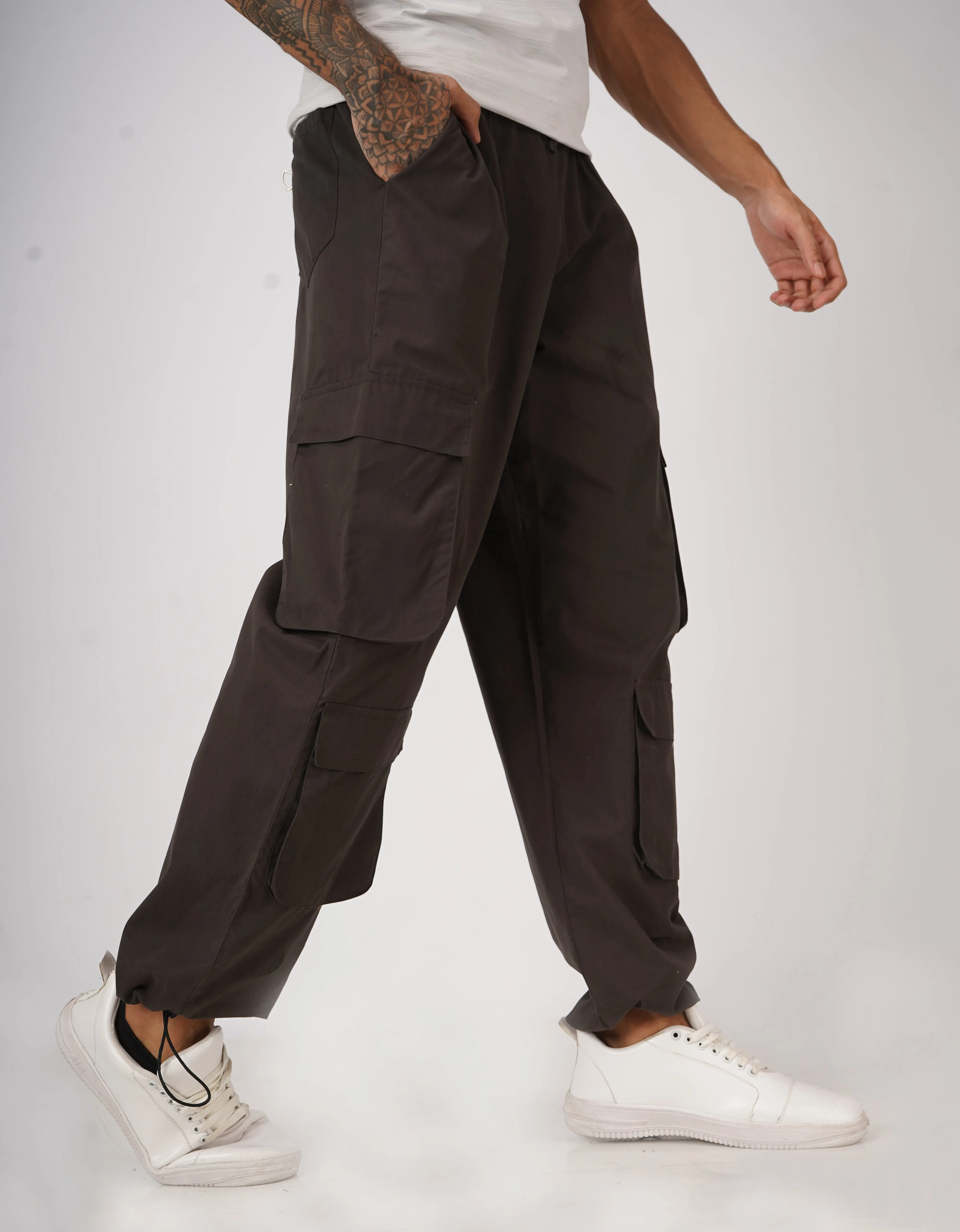 Snazzy Charcoal Grey Parachute Pants