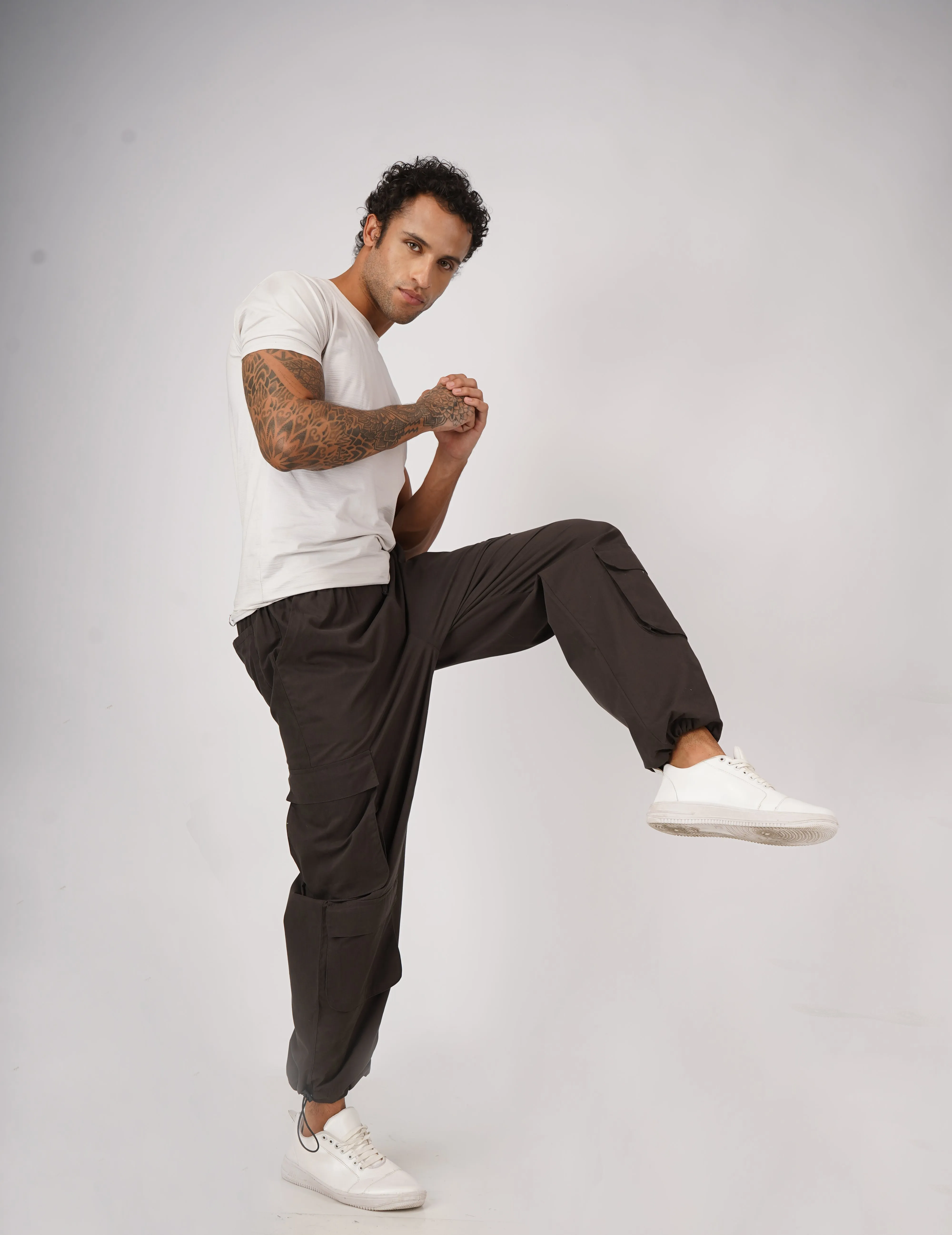 Snazzy Charcoal Grey Parachute Pants