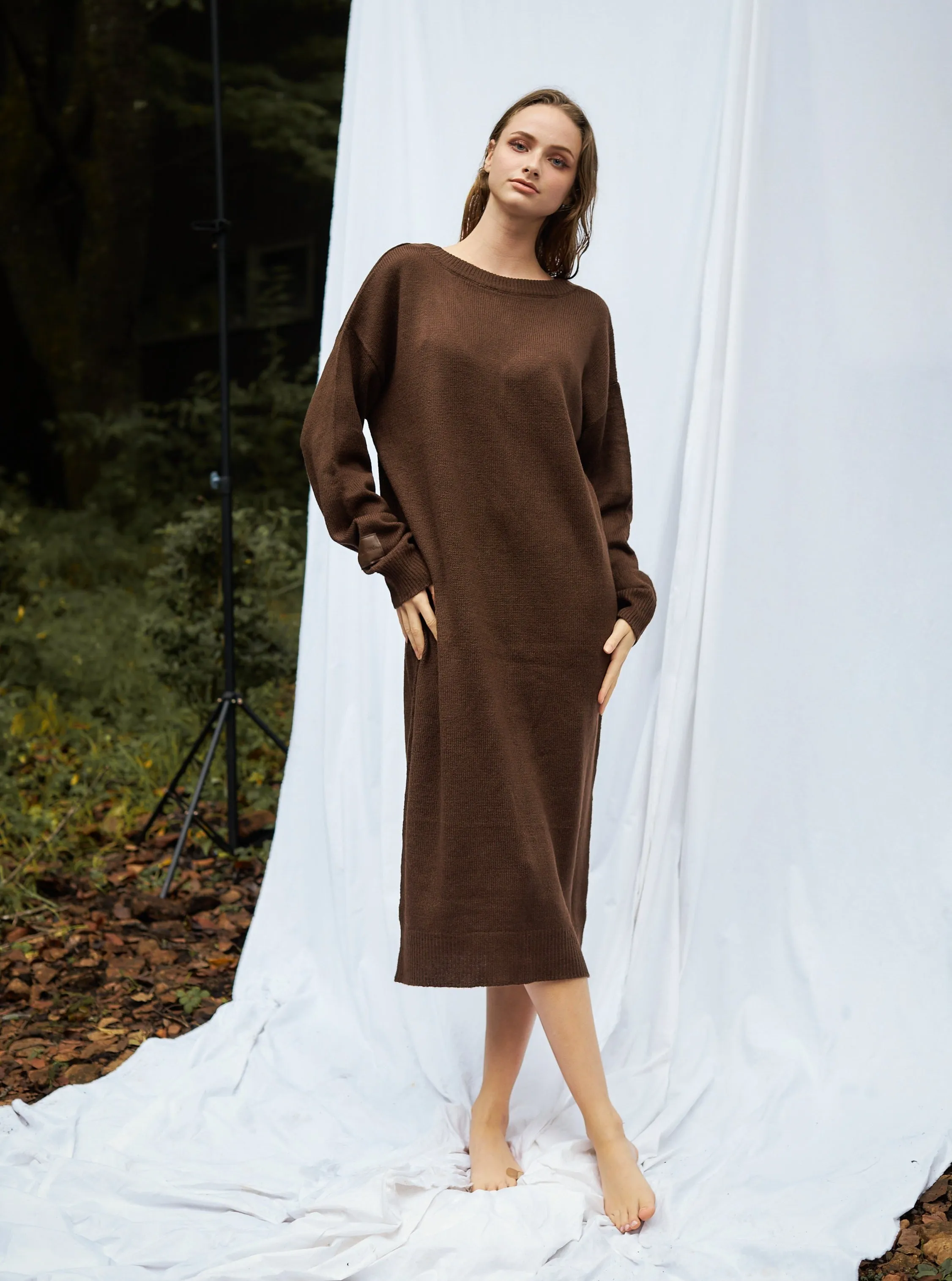 soft knit dress / 枯茶(brown)