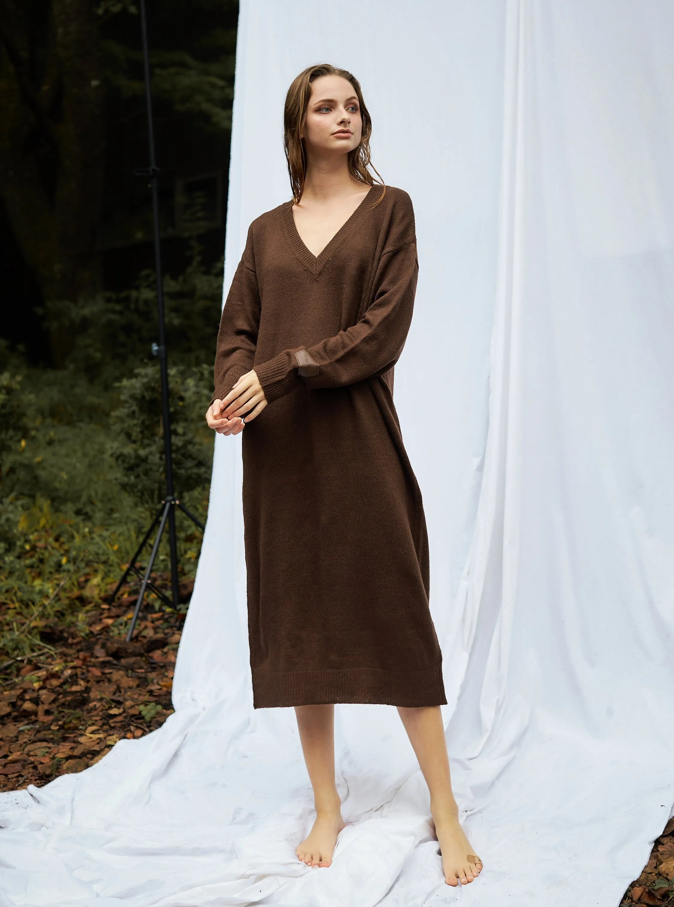 soft knit dress / 枯茶(brown)