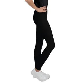 Solid Classic Black Color Premium Youth Leggings Pants Gym Tights - Made in USA/EU