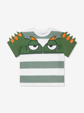 Stella McCartney Boys Striped Lizard T-Shirt in White
