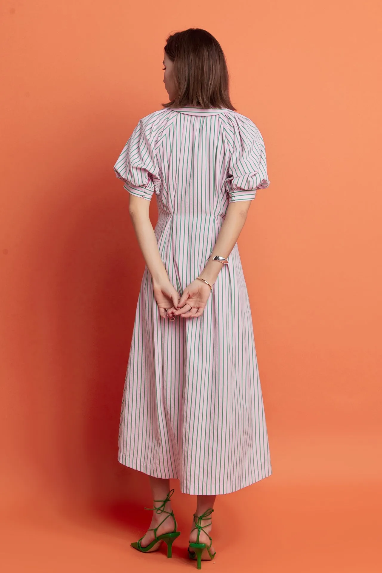 Stripe Shirt Midi Dress