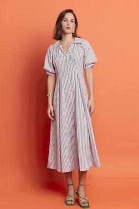 Stripe Shirt Midi Dress