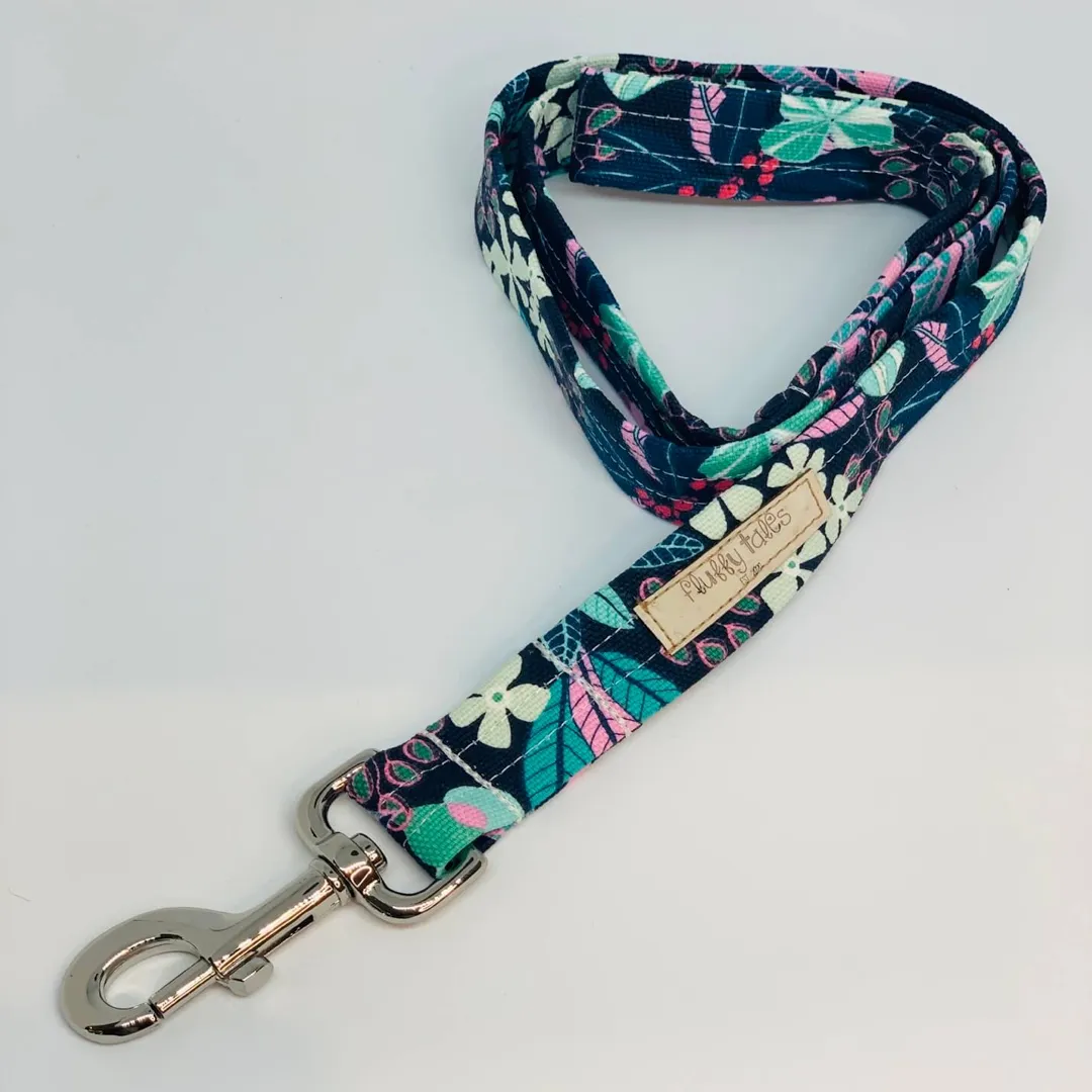 The 'Blue & Green Mint Flowers' Dog Collar Bundle