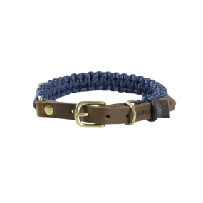 Touch of Leather Dog Collar - Navy
