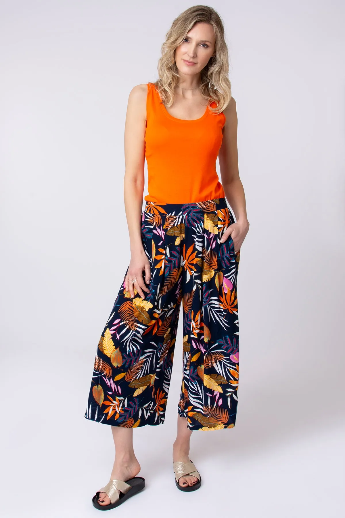 Tropical Print Crinkle Culottes
