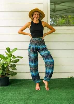 Turquoise Paisley Harem Pants
