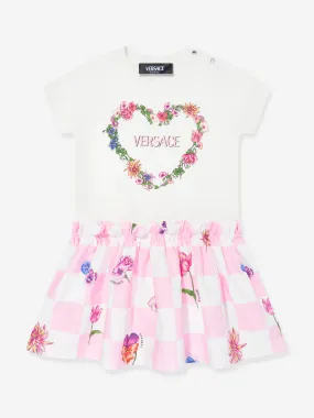 Versace Baby Girls Heart Logo Jersey Dress in White