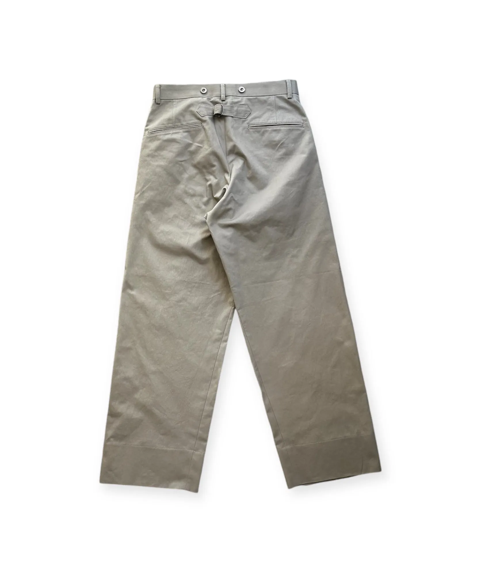 VINTAGE CHINO WASHER MIL BAGGY TROUSER "BEIGE"