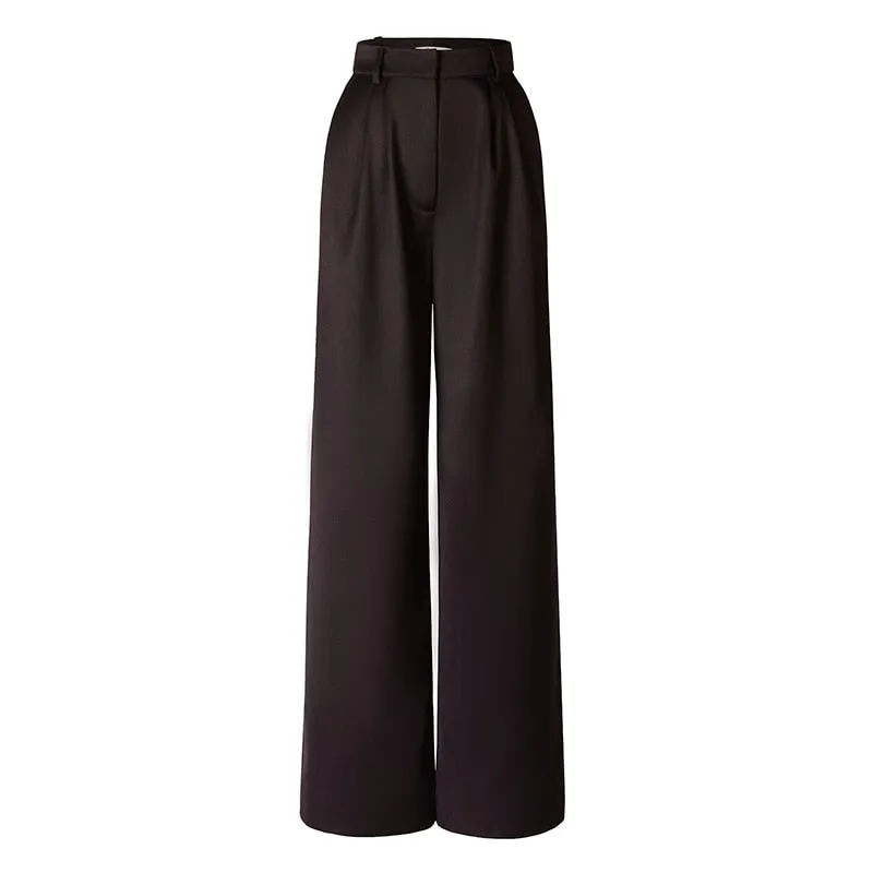 Vintage Loose Blazer Jacket and Wide Leg Pants Suit Set