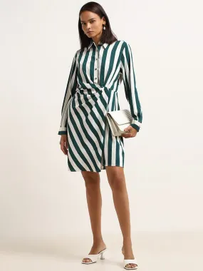 Wardrobe Green Striped Shirt Dress