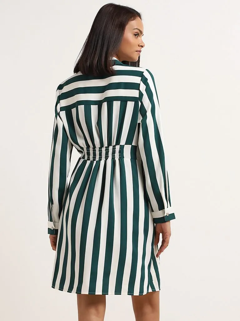 Wardrobe Green Striped Shirt Dress