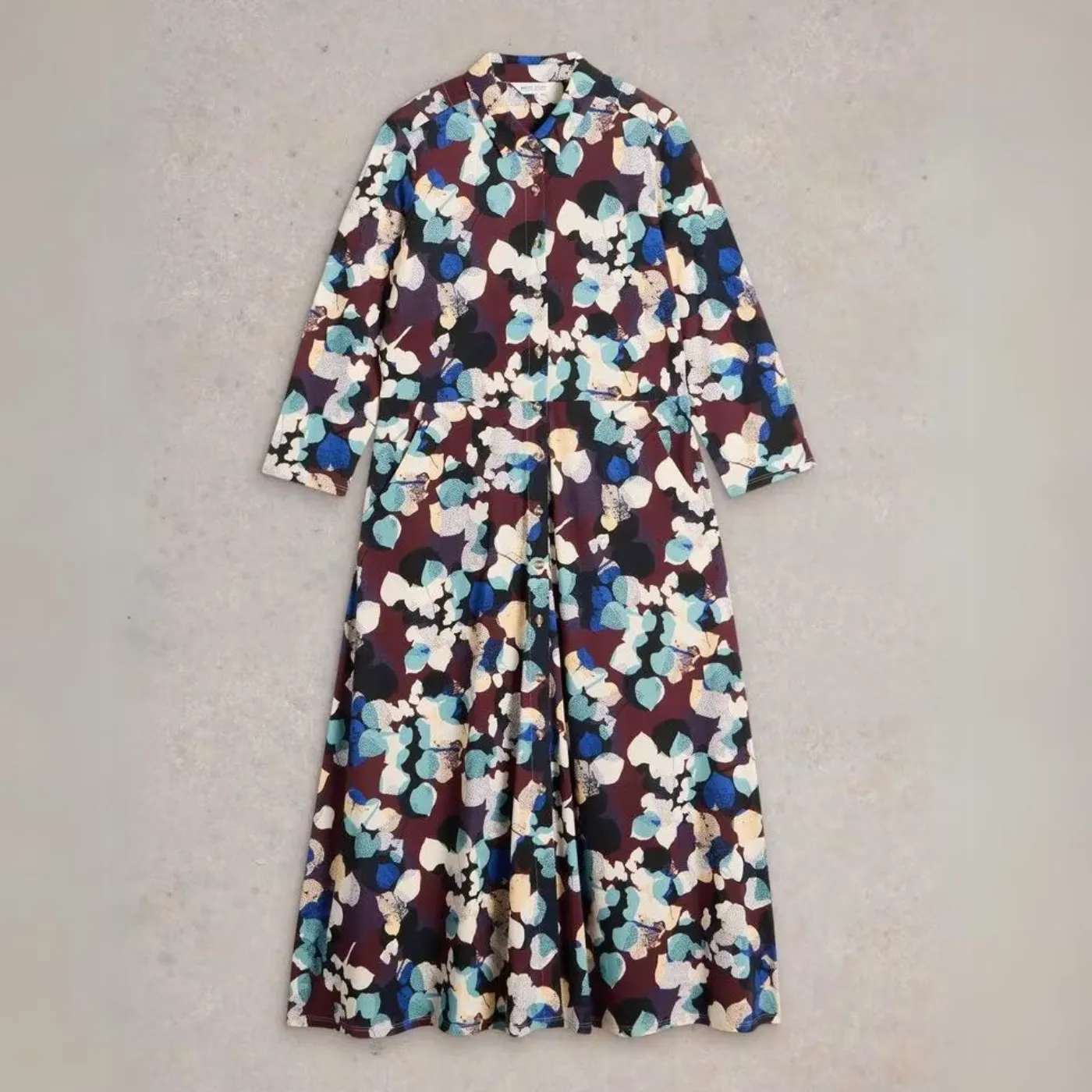 White Stuff Rua Midi Jersey Shirt Dress | Plum Print