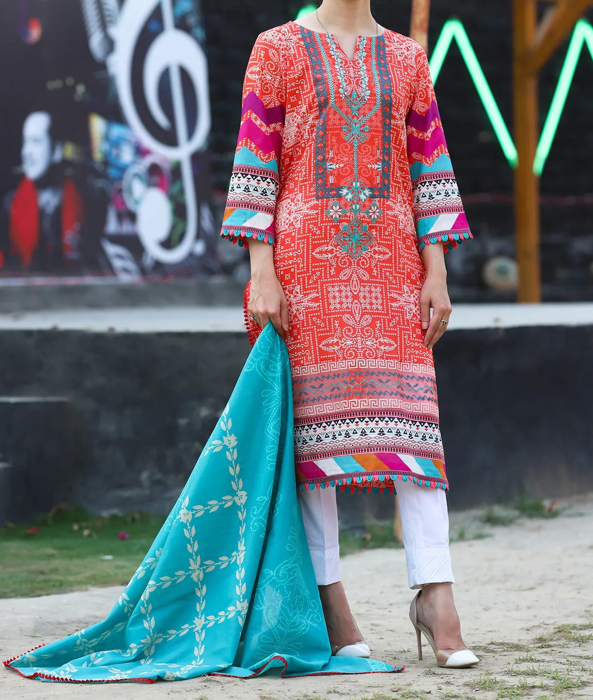 Women "ROOHI" Lawn Embroidered Unstitched Summer Suit