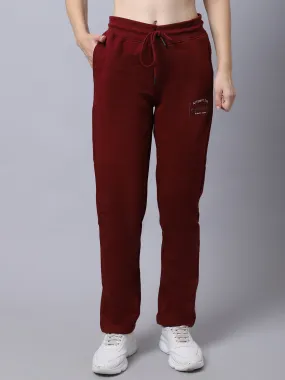 Women's Casual  Maroon Full length Mid rise Track Pants