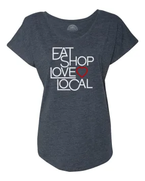 Women's Love Shop Eat Local Scoop Neck T-Shirt