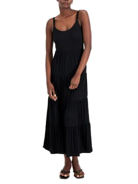 Women's Plain Solid Long Dress,Black