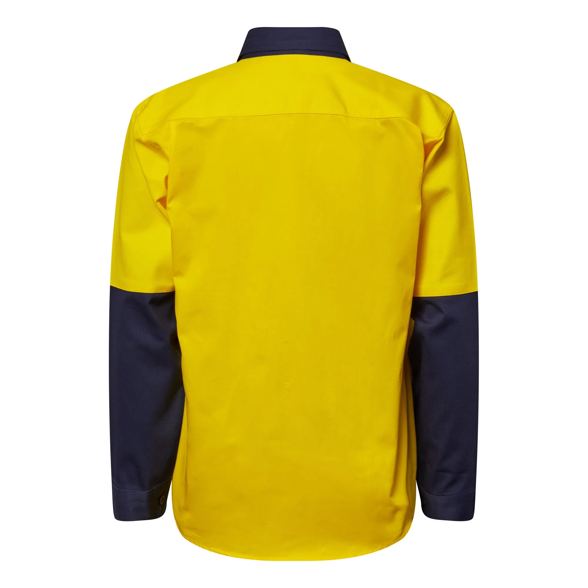 WS4254 HEAVY DUTY HYBRID HI VIS CLOSED FRONT COTTON DRILL SHIRT WITH GUSSET SLEEVES
