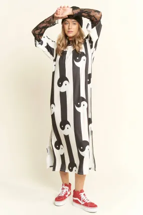 YIN YANG RIBBED KNIT MIDI DRESS