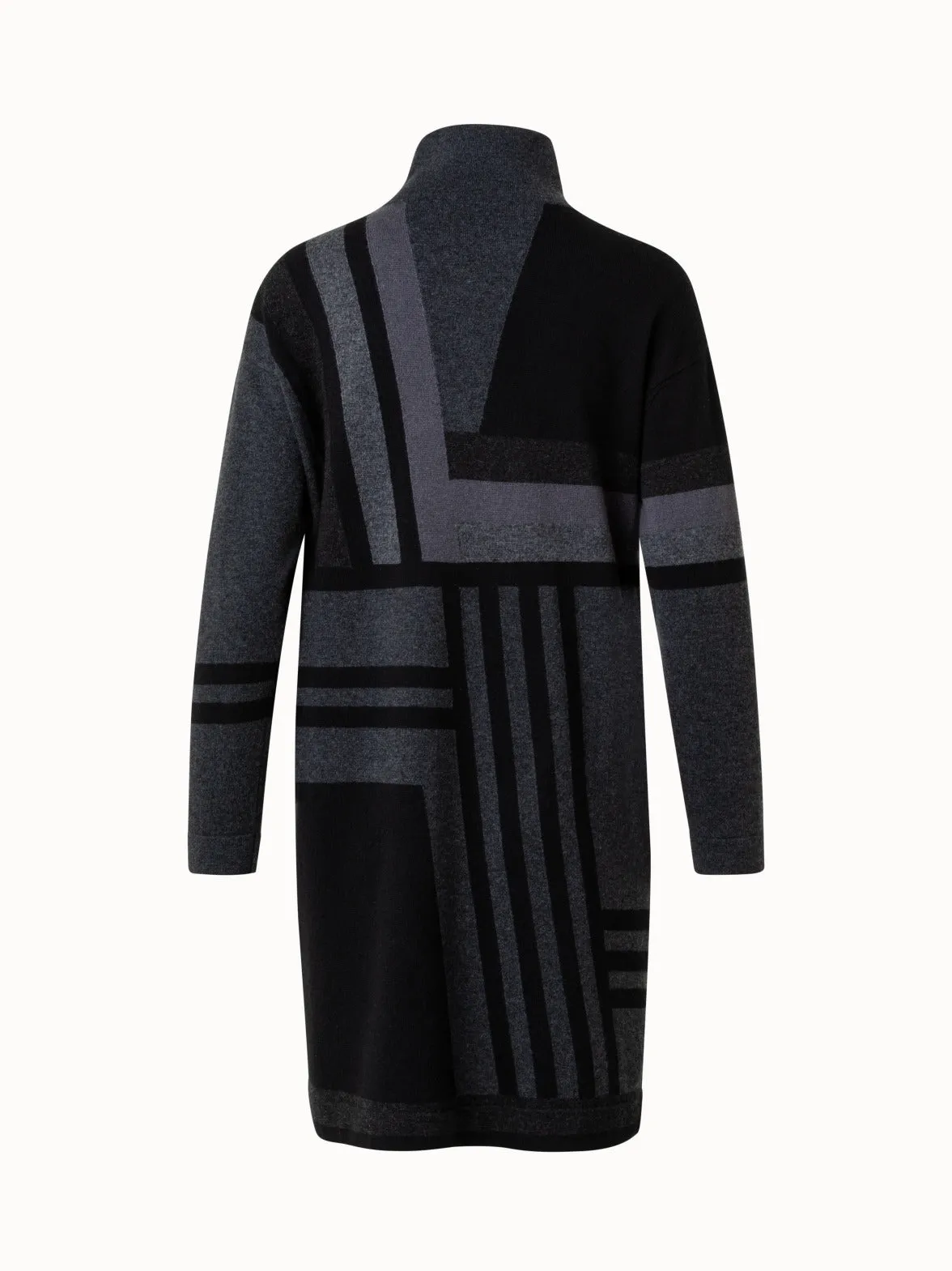 Zig Zag Trapezoid Intarsia Knit Dress