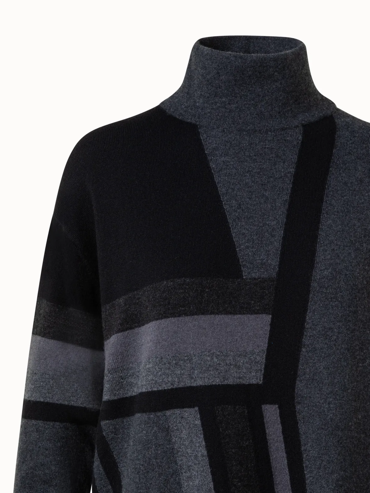 Zig Zag Trapezoid Intarsia Knit Dress